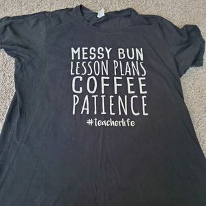 Port And Company Teacher Black Graphic Tee with Fun Text